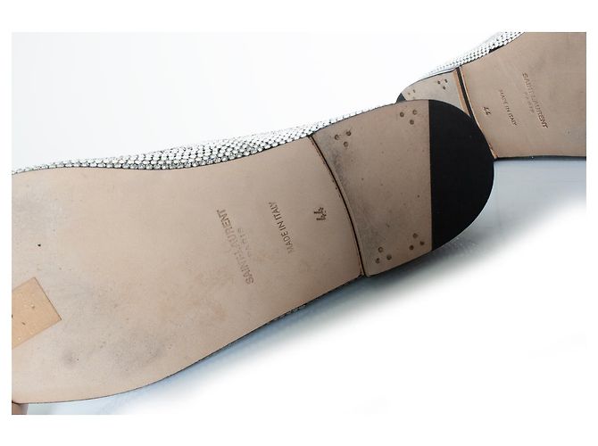 Saint Laurent, Schnür-Derby mit Strass Schwarz Silber - Ansicht 8