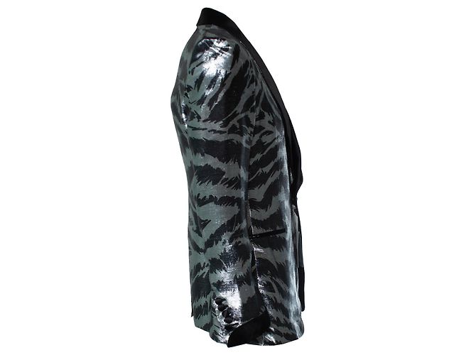 Metallische Smokingjacke Atticus Zebra von Tom Ford Schwarz Silber - Ansicht 2
