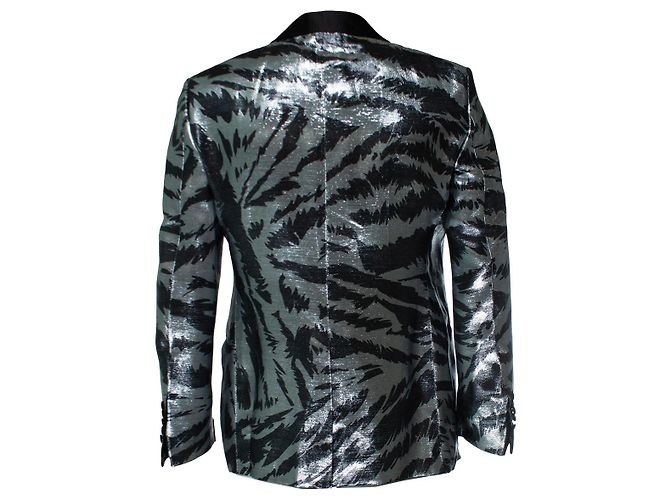 Metallische Smokingjacke Atticus Zebra von Tom Ford Schwarz Silber - Ansicht 3