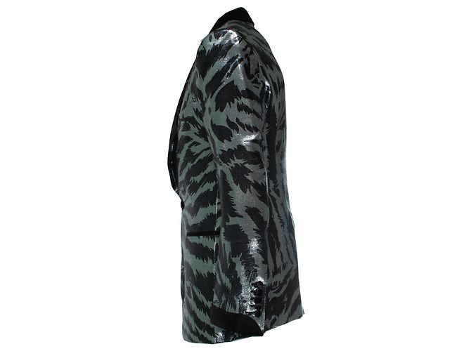 Metallische Smokingjacke Atticus Zebra von Tom Ford Schwarz Silber - Ansicht 4
