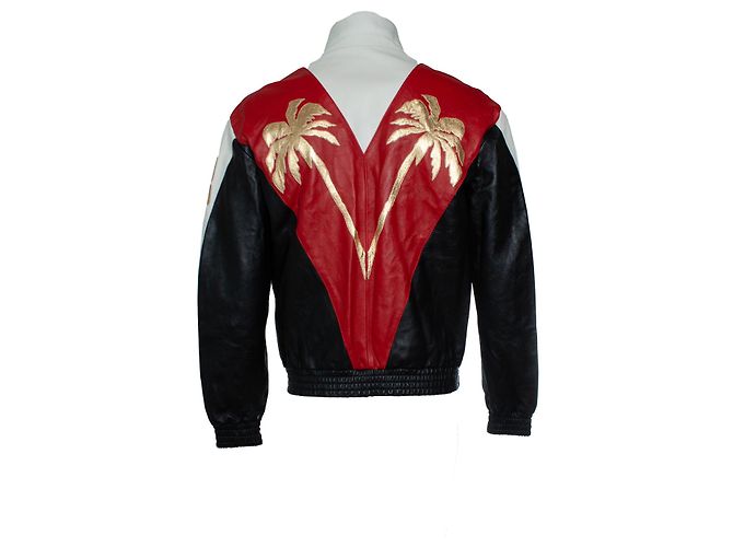 Céline Celine, Kinderjacke aus Palm tree-Leder Schwarz Weiß Rot Golden - Ansicht 3
