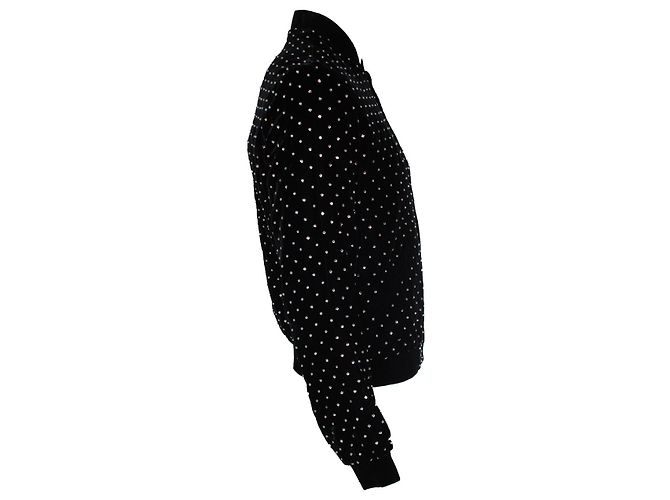 Saint Laurent, bomber de terciopelo adornado con strass Negro - vista 3