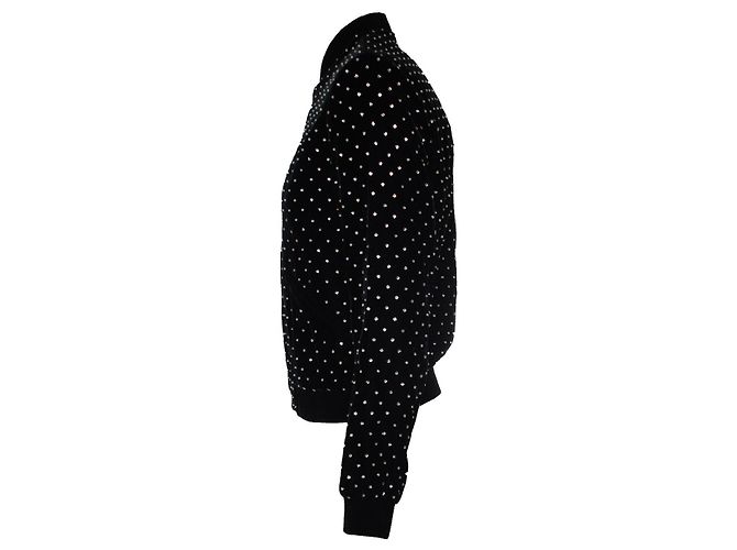 Saint Laurent, bomber de terciopelo adornado con strass Negro - vista 4