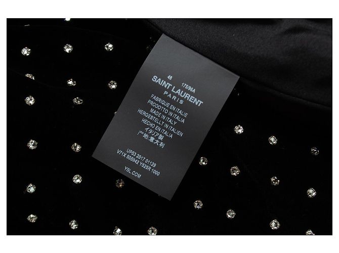 Saint Laurent, bomber de terciopelo adornado con strass Negro - vista 6