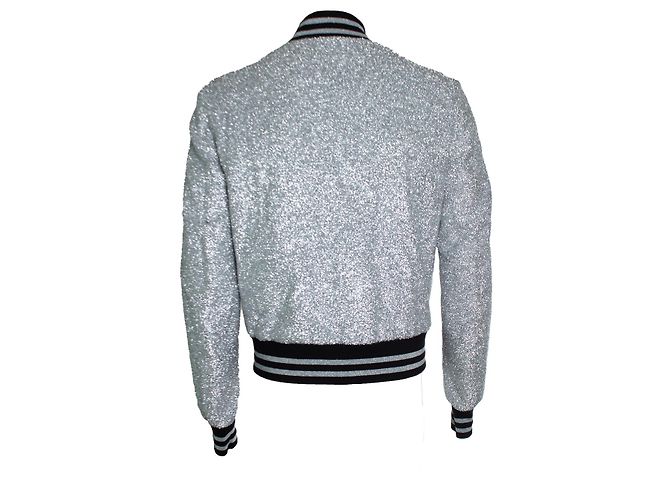 Balmain, bomber argento con lurex - vista 3