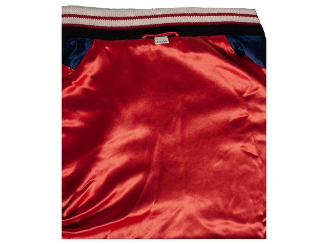 Gucci Jacke aus blauer Acetat mit GG-Klinge Weiß Rot - Ansicht 8