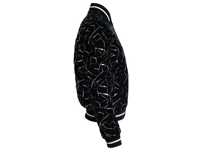 Giacca bomber argento Teddy tangle Saint Laurent 2019 Nero - vista 4