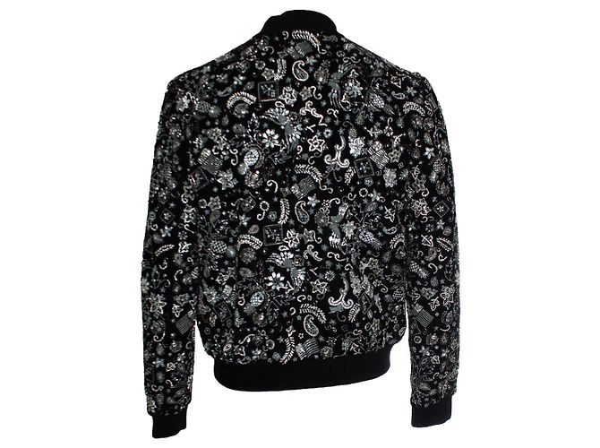 Teddy Saint Laurent, Bomber de terciopelo cristal 2018 Negro - vista 3