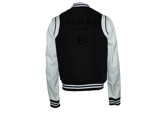 Giacca bomber nera e bianca Balmain Nero Bianco - vista 2