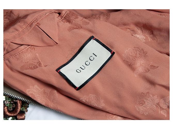 Gucci, Bomber interamente in paillettes oro e rosa D'oro - vista 6