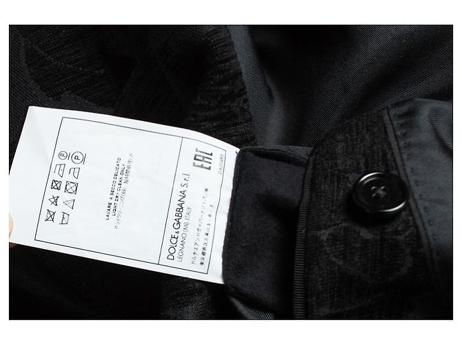 Dolce & Gabbana, schwarzer jacquard-gewebter Mantel - Ansicht 5