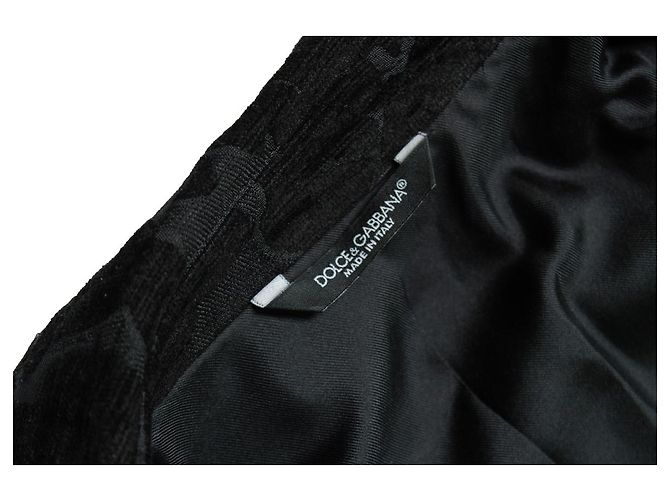 Dolce & Gabbana, schwarzer jacquard-gewebter Mantel - Ansicht 7