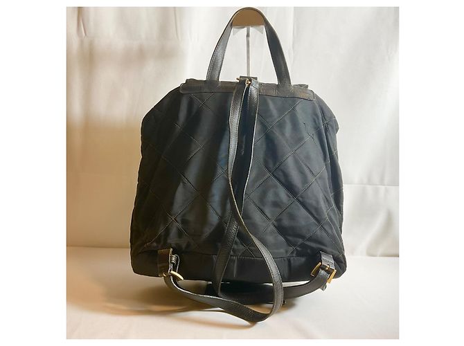 PRADA Back pack Medium Black Leather Re-Nylon Tessuto B3819   Nylon vintage 90s - view 2