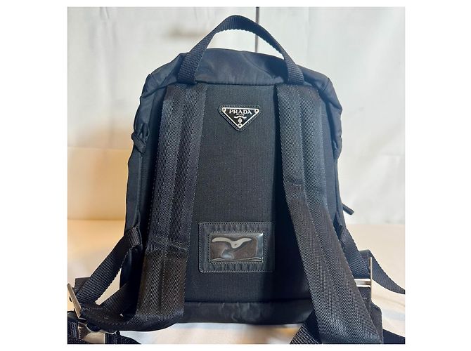 PRADA Logo Tessuto mini Backpack Bag Nylon Black Nero Drawstring Authentic - view 3