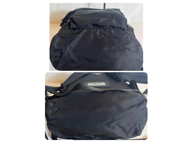 PRADA Logo Tessuto mini Backpack Bag Nylon Black Nero Drawstring Authentic - view 5