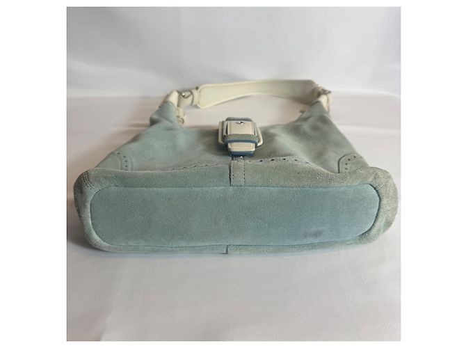 borsa a mano in camoscio coach Y2K borsa hobo Hampton borsa a spalla donna anni 2000 autentica Blu chiaro - vista 3