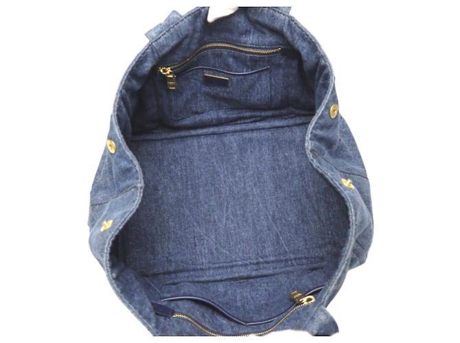 Tote Prada Canapa Denim Tragetasche Blau - Ansicht 11