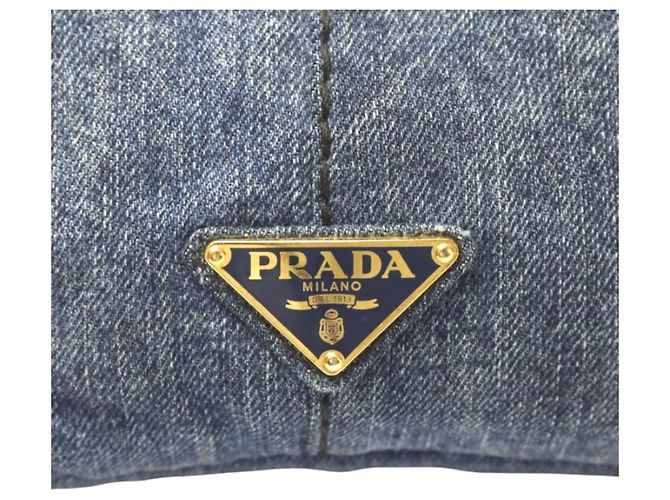Tote Prada Canapa Denim Tragetasche Blau - Ansicht 13