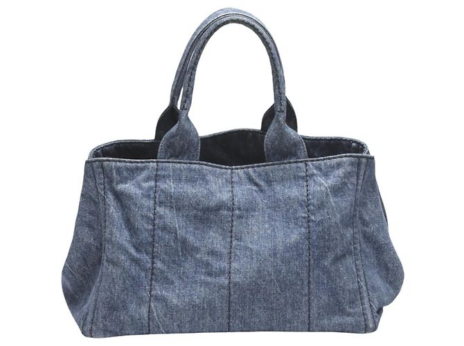 Tote Prada Canapa Denim Tragetasche Blau - Ansicht 2