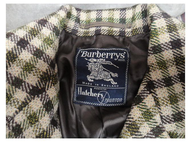 Abrigo Burberry de tweed beige y verde - vista 4