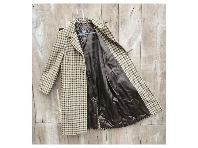 Abrigo Burberry de tweed beige y verde - vista 5