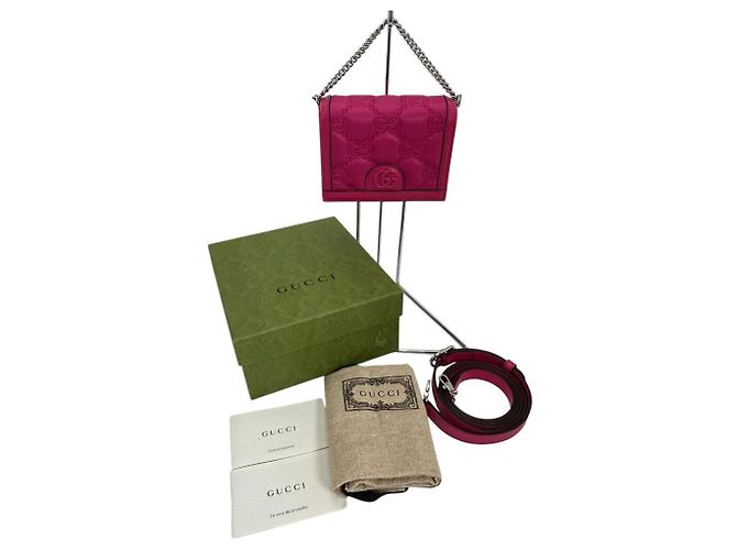 Borsa a mano Gucci GG Mini Matelassé in nylon Rosa - vista 12