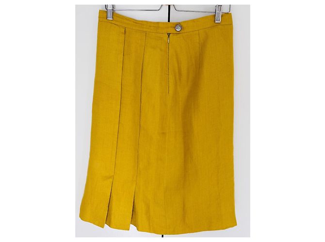 Falda Hermès de lino mostaza - vista 10