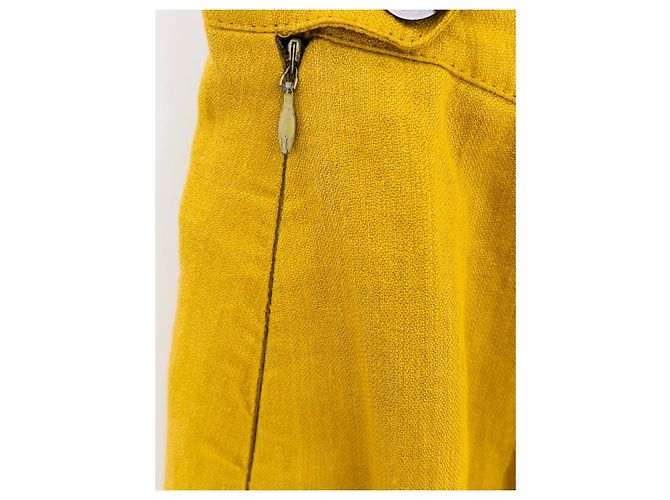 Falda Hermès de lino mostaza - vista 4