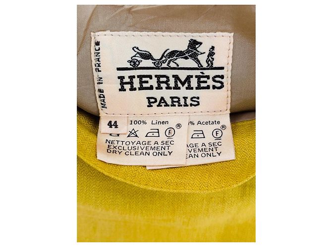 Falda Hermès de lino mostaza - vista 5