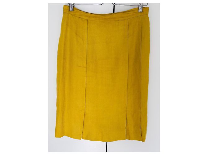 Falda Hermès de lino mostaza - vista 6