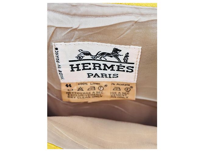 Falda Hermès de lino mostaza - vista 7