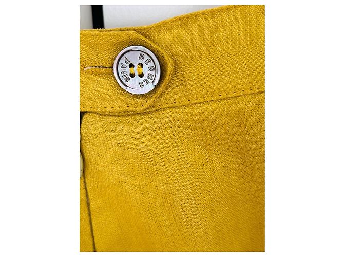 Falda Hermès de lino mostaza - vista 9