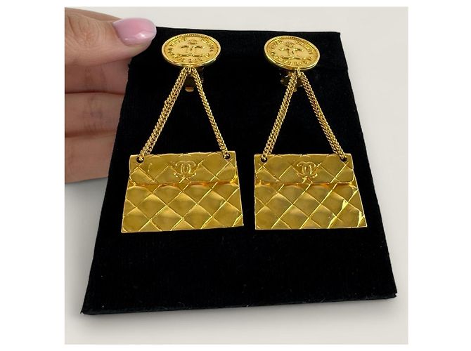 Vintage Chanel Taschenohrringe Golden - Ansicht 3