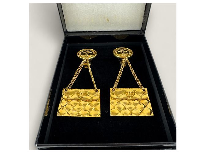 Vintage Chanel Taschenohrringe Golden - Ansicht 5