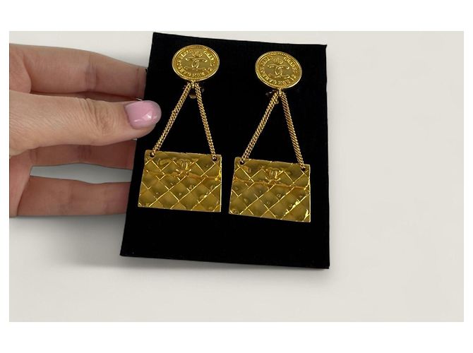 Vintage Chanel Taschenohrringe Golden - Ansicht 6