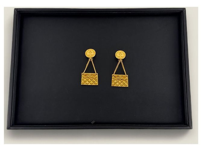 Vintage Chanel Taschenohrringe Golden - Ansicht 7