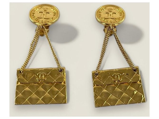 Vintage Chanel Taschenohrringe Golden - Ansicht 8