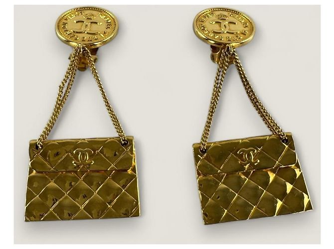 Vintage Chanel Taschenohrringe Golden - Ansicht 9