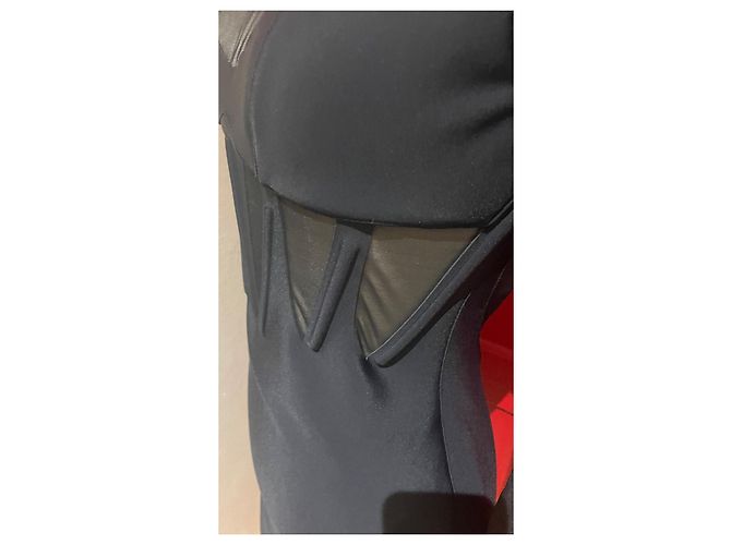 Thierry Mugler Schwarzes Stretch Strick Kleid mit Cutouts - Ansicht 4