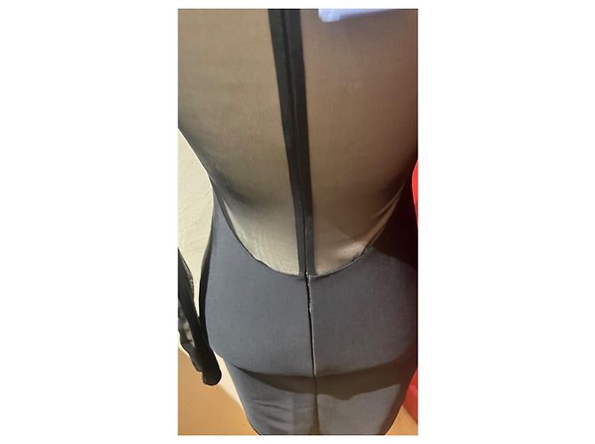 Thierry Mugler Schwarzes Stretch Strick Kleid mit Cutouts - Ansicht 7