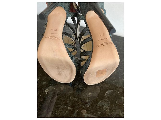 Jimmy Choo Glenys Sandalen aus blauem Pythonleder - Ansicht 6