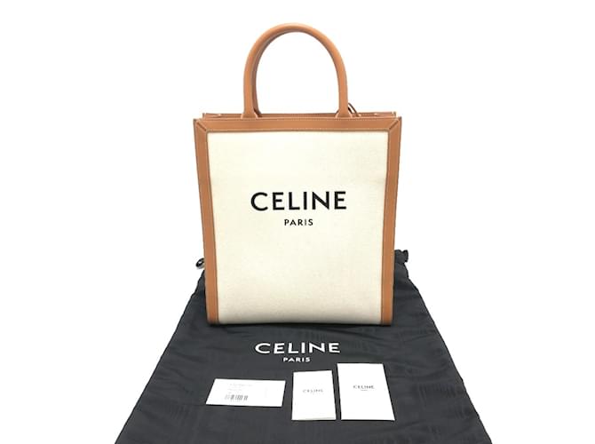 Céline Borsa Cabas Piccola Verticale 2WAY Celine Marrone Beige - vista 13