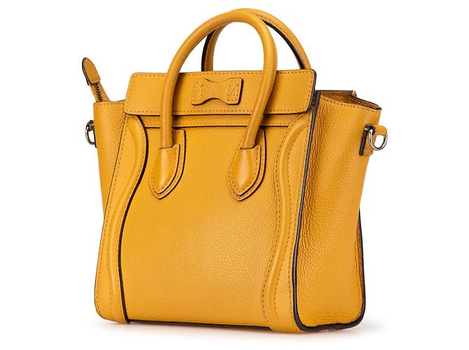 Luggage Céline Celine Giallo Nano Pelle Borsa da Viaggio Senape - vista 2