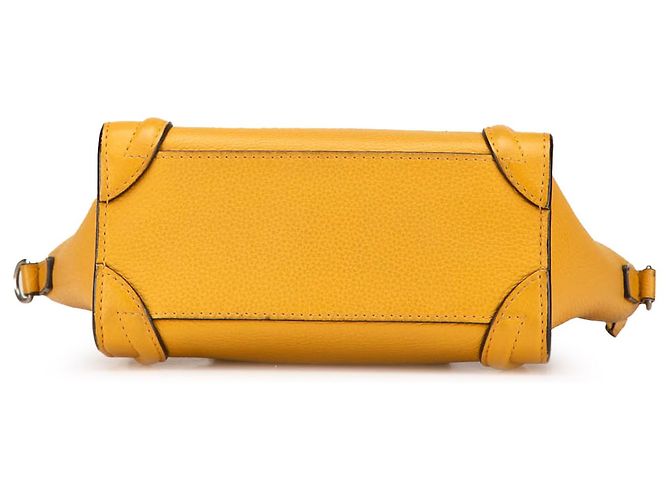 Luggage Céline Celine Giallo Nano Pelle Borsa da Viaggio Senape - vista 3