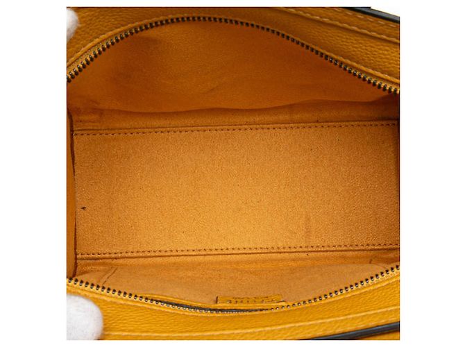 Luggage Céline Celine Giallo Nano Pelle Borsa da Viaggio Senape - vista 4