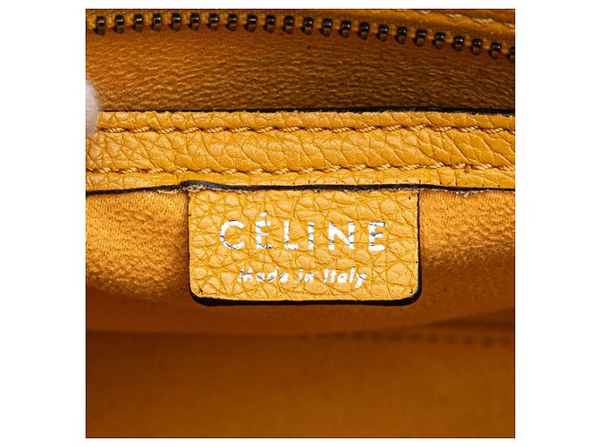 Luggage Céline Celine Giallo Nano Pelle Borsa da Viaggio Senape - vista 5
