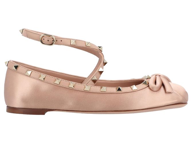Valentino Garavani Bailarinas de satén Valentino Rockstud rosas - vista 6