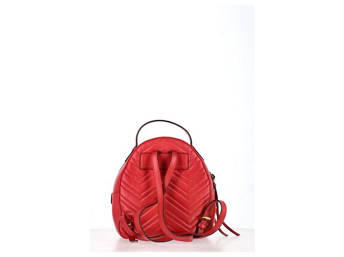 Gucci Quilted Marmont Backpack Bag in Red Leather - view 14