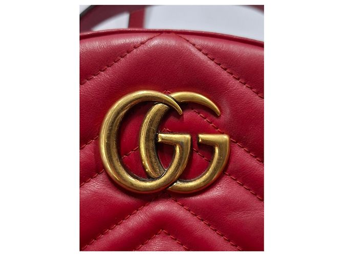 Gucci Quilted Marmont Backpack Bag in Red Leather - view 19