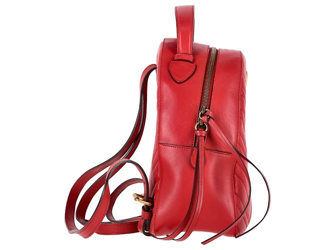 Gucci Quilted Marmont Backpack Bag in Red Leather - view 2